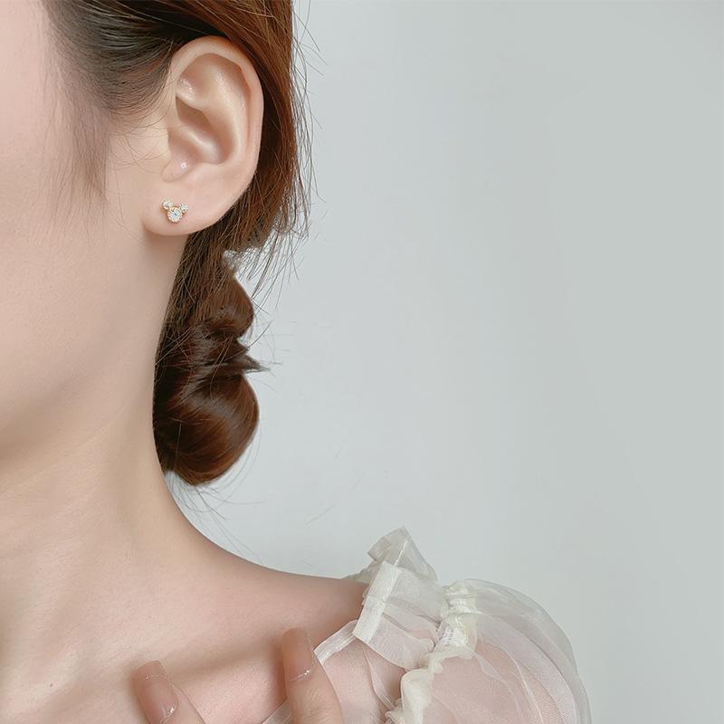 Cute Mini Mouse Stud Earrings for Women with Zircon Girls Piercing Jewelry Gift