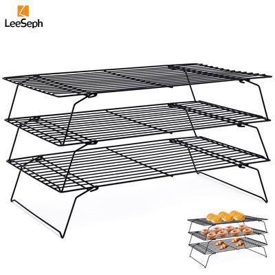 Cooling Rack, 3-Tier Stackable Wire Baking Rack Cooking Rack with Folding Legs Design, for Cooling Pastries, Biscuits, Donuts