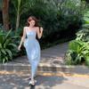 Beach Resort Camisole Dress for Women In Summer, Shoulder Length, Waist Up, Backless Skirt with Straps, A-line Skirt