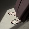 2025 European and American new fashion woven flower one-word buckle sandals women's thin heels sexy high-heeled sandals