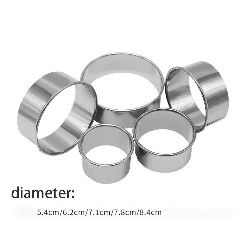 5PCs Round Stainless Steel Biscuit Mold Dumpling Skin Cutting Mold DIY Biscuit Pastry Cake Baking Tools Kitchen Baking Gadget