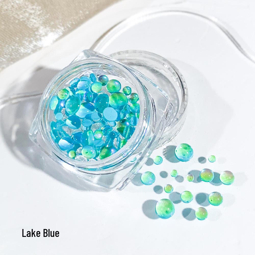 Iridescent Mermaid Nail Art Beads: Half-Round Glass Rhinestones and Mixed Accessories
