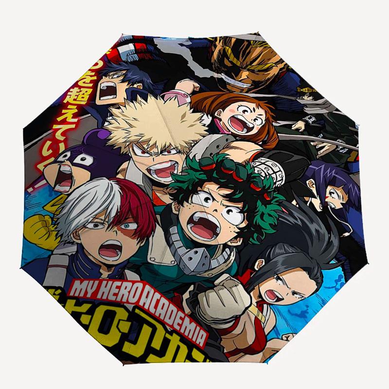 1pc My Hero Academia Automatic Opening Folding Umbrella with 3-Fold Design, 8-Bone Iron Frame Outdoor for Fans, Travelers, Daily Use, and Festive Gift