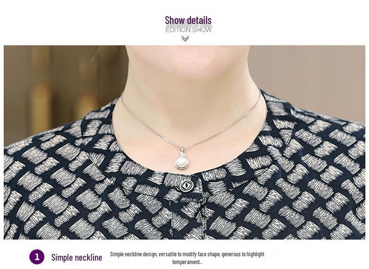Elderly Women's Pure Cotton Short-Sleeve Summer Shirt