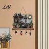 Rustikales Wohnmobil-Dekor für den Eingangsbereich Holz-Schlüsselhalterständer Vintage-Campingmusterständer mit 4 Haken Kreativer Aufhänger Eingang 2D Bauernhaus-Wandmontage