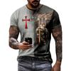 Men's Cross Cross Two -color Stitching 3D Printed T -shirt