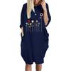 Women Dress Pullover Stylish Loose Fit Short Sleeve Casual Dress With Pocket