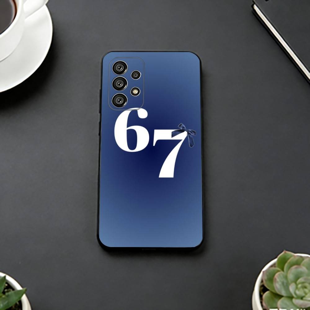 Six S-Seven 67 Phone Case For Samsung S25,S24,S21,S22,S23,S30,Ultra,S20,Plus,Fe,Soft Silicone Black Cover