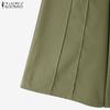 ZANZEA Women Casual Solid Color Loose Wide Leg Capri Pants