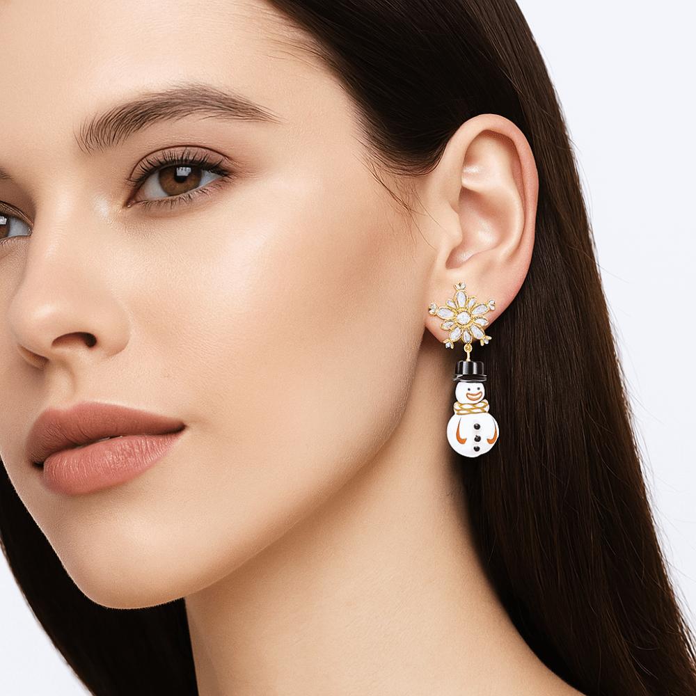 Imitation Pearl Christmas Earrings Snowflake Xmas Dangle Earrings Fashion Snowman Earrings Girls