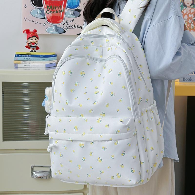 New backpack female Korean college students small floral literary and art fan schoolbag ins college style casual backpack