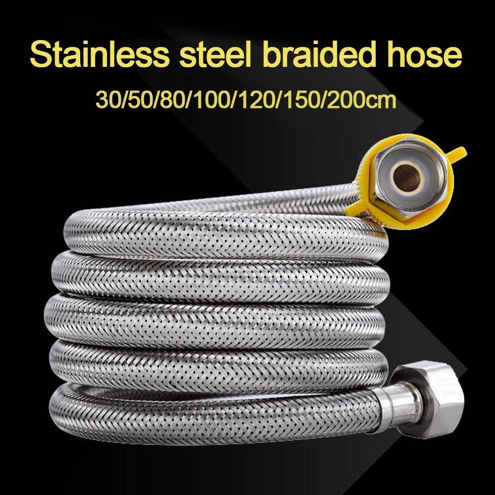 30-200cm Flexible Braided Hose 1/2 Inch Faucet Water Pipe  Kitchen Bathroom Washing Machine