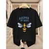Europäische Größen Herren Imker T-Shirt - KEEPER OF BEES Aufdruck Kurzarmshirt, Lässiges Rundhals-T-Shirt für Imker & Bienenliebhaber