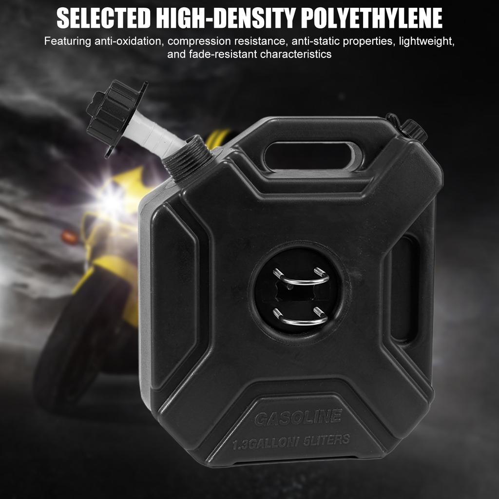 1.3 Gallon Gas Tank 5L Portable Backup Oil Can with Lock and Keys Fits for Motorcycle SUV ATV Most Cars