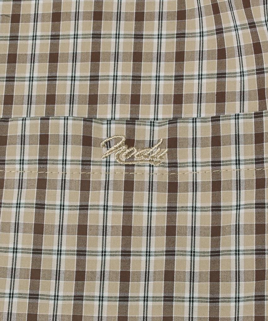 NODU Check Boxy Half Street Shirt [Beige]
