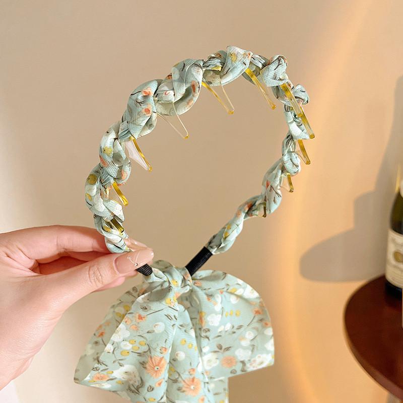 New Floral Streamer Headband Women's Summer Fashion Toothed Hair Band Hair Accessories