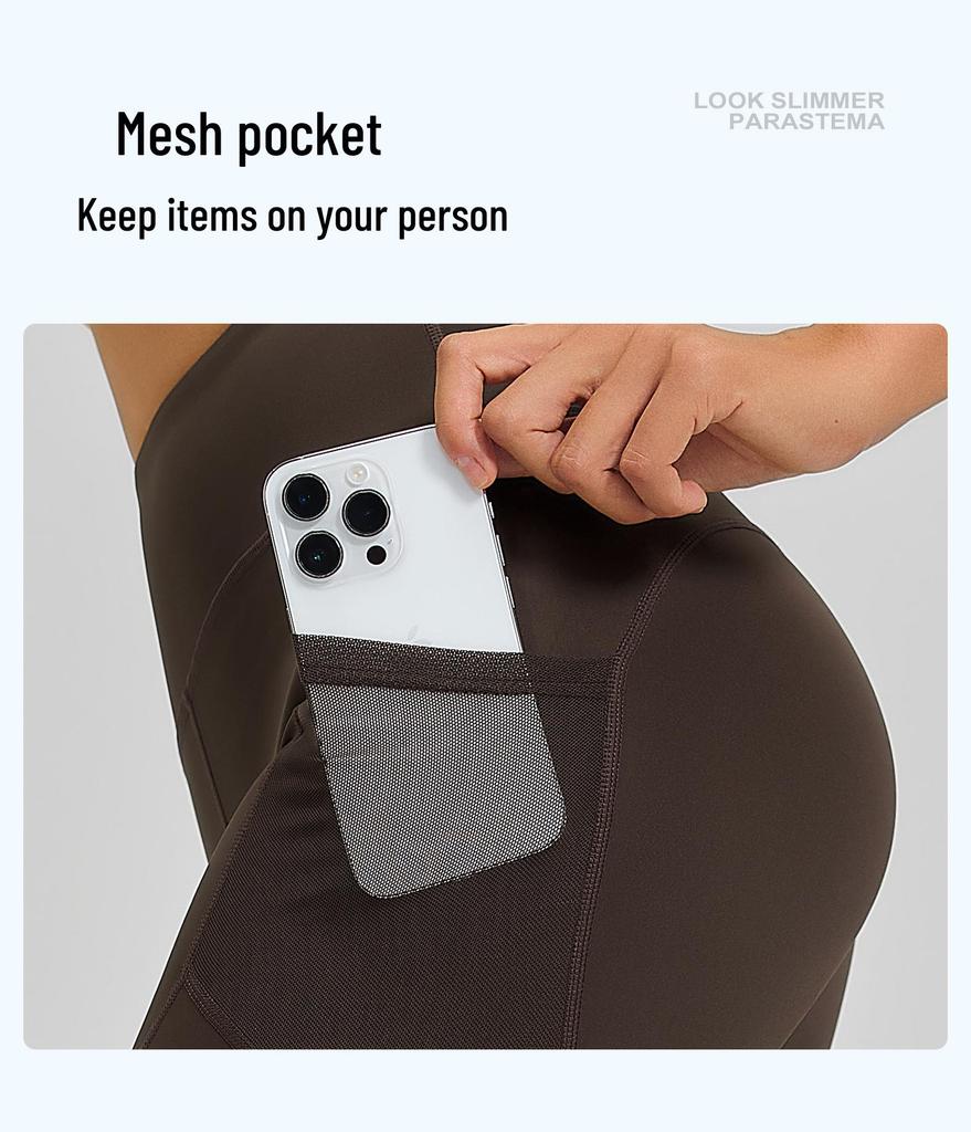Tummy Control High-Waisted Yoga Pants with Mesh Pockets - Butt-Lifting and Leg-Lengthening Women's Fitness Running Pants.