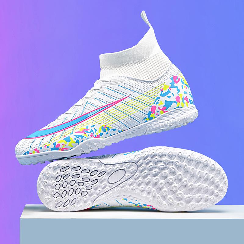 High-top Football Shoes World Cup Broken Nails Artificial Turf Long Nails Leather Foot Youth Training Shoes