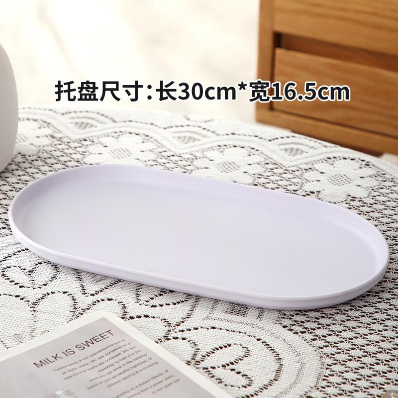 4 pièces Plateau à café en plastique, Plat de service alimentaire ovale avec surface lisse pour dessert de maison Plateau anti-chute Thé de l'après-midi