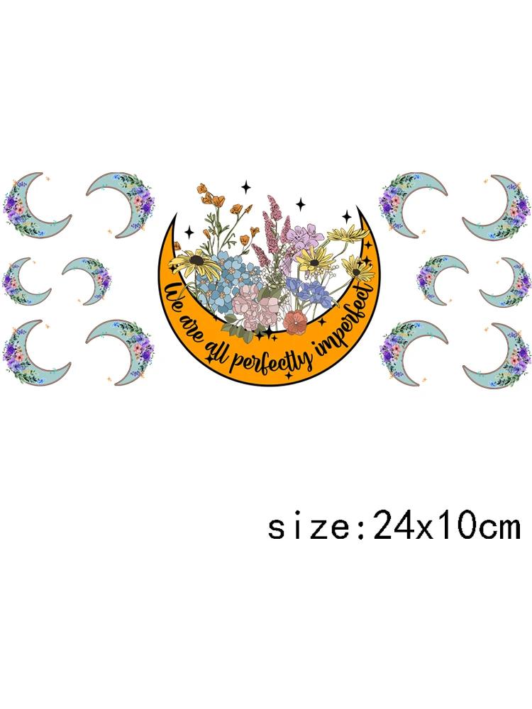LETOP 1pcs 16oz Colorful Flower Cowboy Boot Moon Hat Tumblers Waterproof Transfer Stickers UV DTF Cup Wrap Transfers