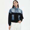DIMANAF 2025 Autumn New Women Short Jacket Zipper Sweaters Coat Patchwork Coat Knitting Pockets Sweater