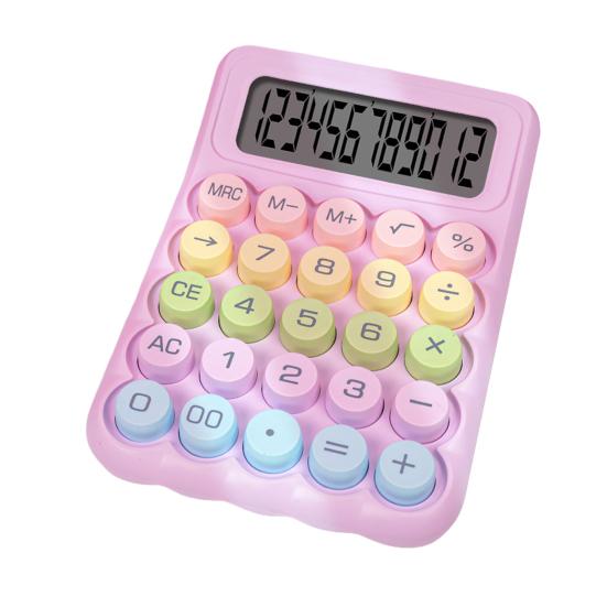 Masaüstü Hesap Makinesi Retro Yuvarlak Anahtar Mekanik Hesap Makinesi 12 Haneli Büyük LCD Ekran El Hesap Makinesi Okul Ofis için