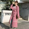 Womens Long Trench Coat Oversized Fit Classic Double-Breasted Button Front Office Chic British Style