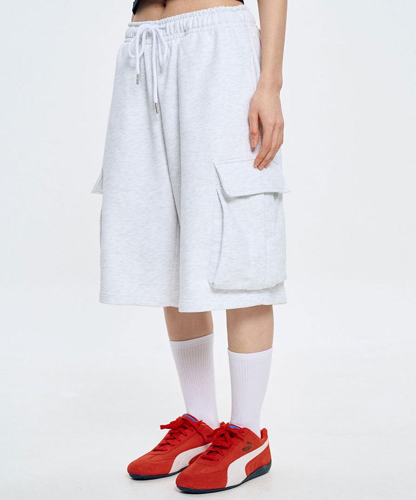 MOO Bermuda Cargo Sweatpants - Melange Grey