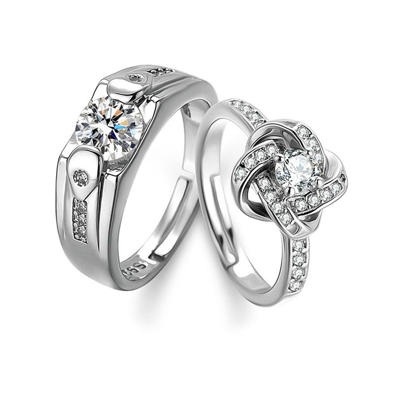 Classic Couple Rings For Men Women CZ Stone Trendy Wedding Lovers' Ring Jewelry Romantic Valentine's Day Present Ring Accessory