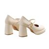 White high heels women's 2025 new spring temperament French single shoes versatile thick heel small leather shoes Mary Jane women's shoes