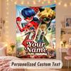 Custom Personalized Tapestry,Miraculous Ladybug Print Custom Name Text Wall Art Hanging for Bedroom