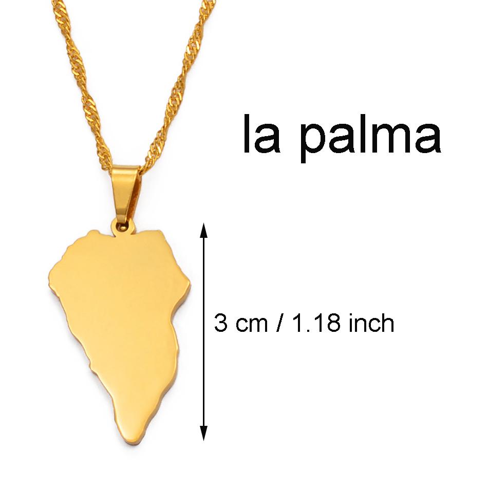 

Spain Canary Islands Tenerife/Gran Canaria/Fuerteventura/La palma/Lanzarote Map Pendant Necklaces Women Girl Jewelry #120121 Pendant Chain&45cm OR 17.7 Inches