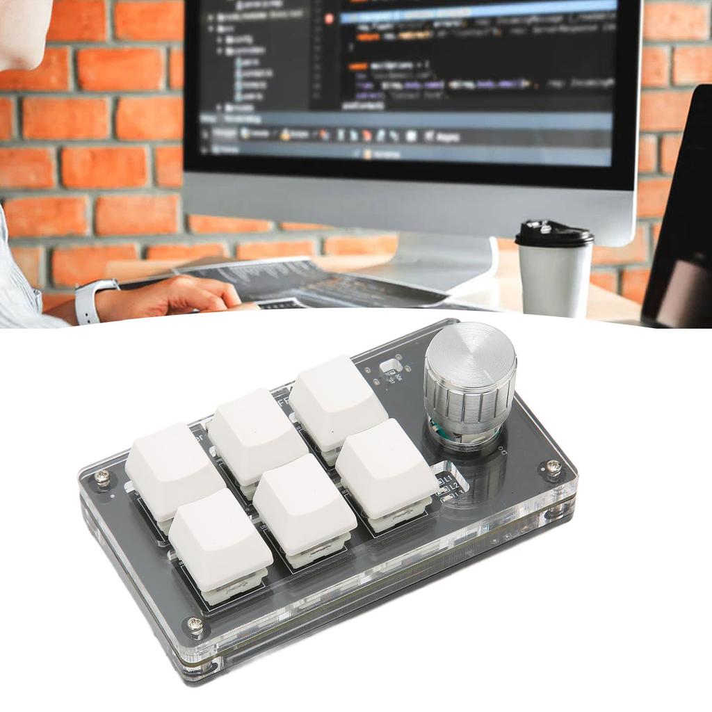 6 Key Keypad with Knob Blue Wired USB Wireless Dual Mode Connection Programmable Mechanical Keyboard