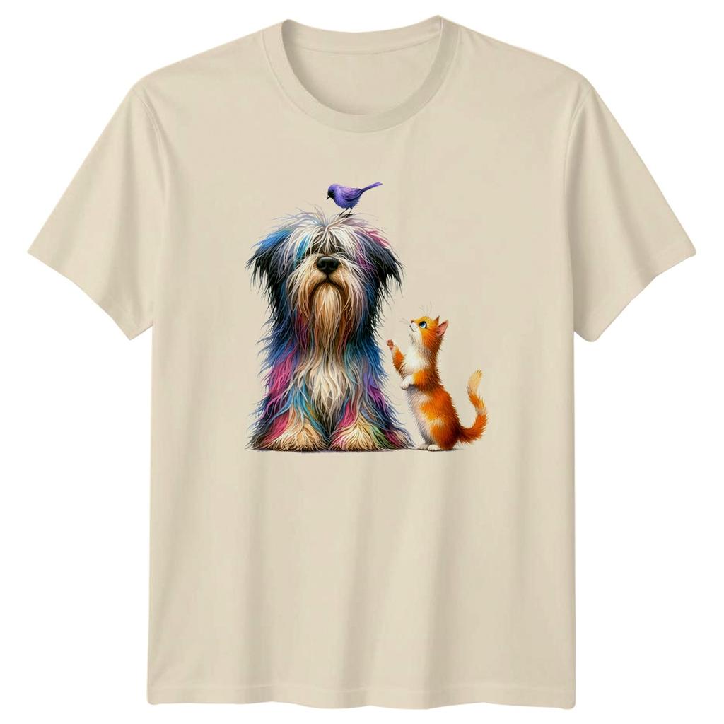 Colorful Dog Cat Bird Animals Dogs And Cats Graphic Tee Unisexs Unisexs TShirt