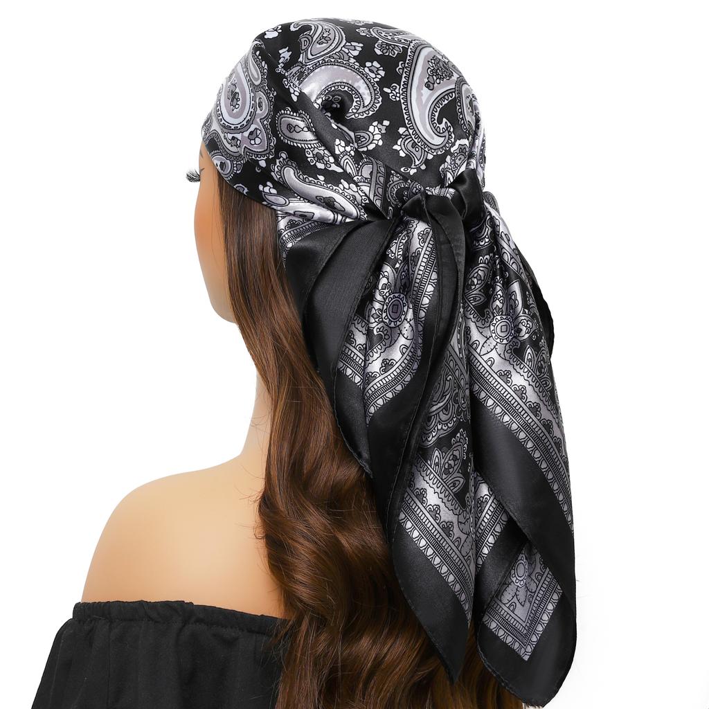 Silk Scarves Women Luxury Brand Summer Fashion Designer Head/Hair Scarf 90*90cm Hijab Bandana Cheveux Foulard Femme 90X90CM