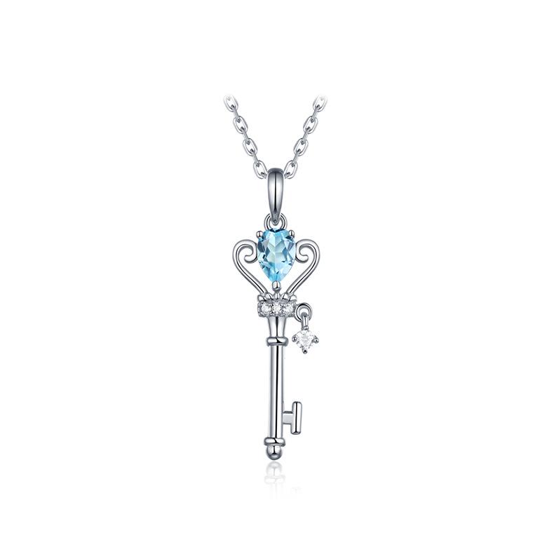 

Sterling Silver 18K Sky Blue Topaz Pendant Necklace Sterling Silver 925