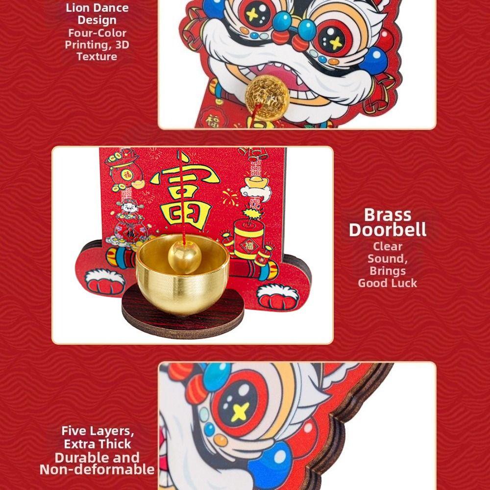 Magnetic Suction Cartoon Lion Doorbell Dopamine Chinese New Year Ornament Home Ornament