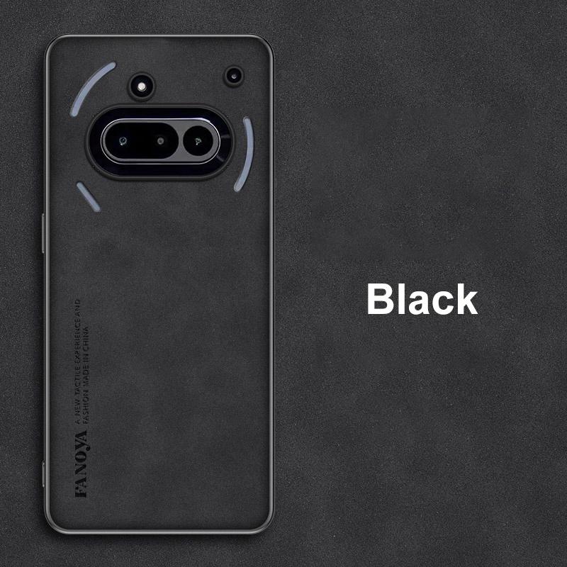 

Для чехла Nothing Phone 3A Роскошный чехол для телефона из ПУ кожи для Nothing Phone 3A 5G Задняя крышка Матовый силиконовый Противоударная защита Nothing Phone 3A чёрный