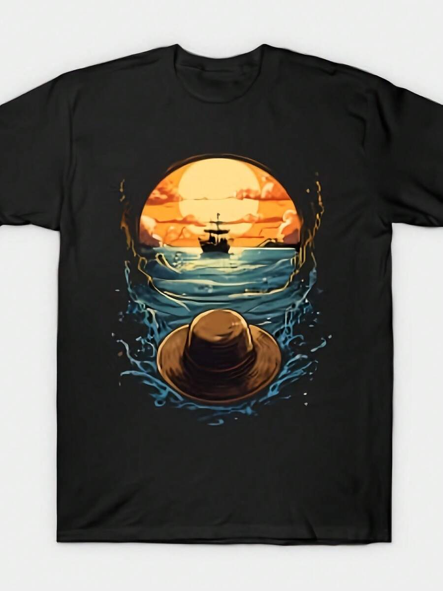 Unisex Letter Print Round Neck Graphic T-Shirt S