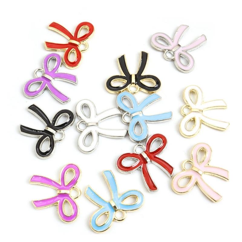 100Pcs Butterfly Knot Hairpiece Accessories Bowknot Pendant for Bracelet Necklace Clothing Embellishment for Daily Use