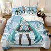 Anime bella ragazza Hatsune Miku Set Copripiumino Balinese Biancheria da Letto con 1-2 Federe Decorazione Camera Adolescenti Regalo per Fan