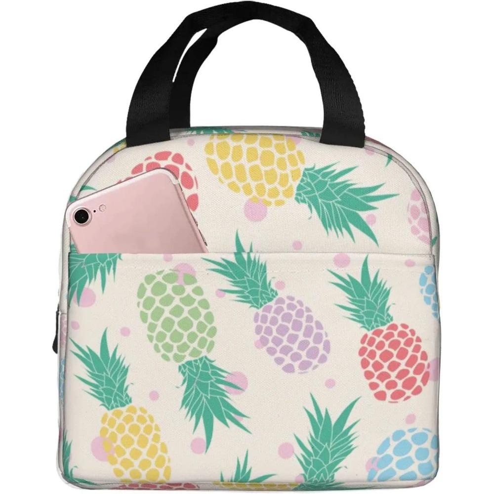 Tropical Pineapple Lunch Bag Blue Insulated Lunch Box Reusable Lunchbox Waterproof Portable Lunch Tote for Men Women Girls