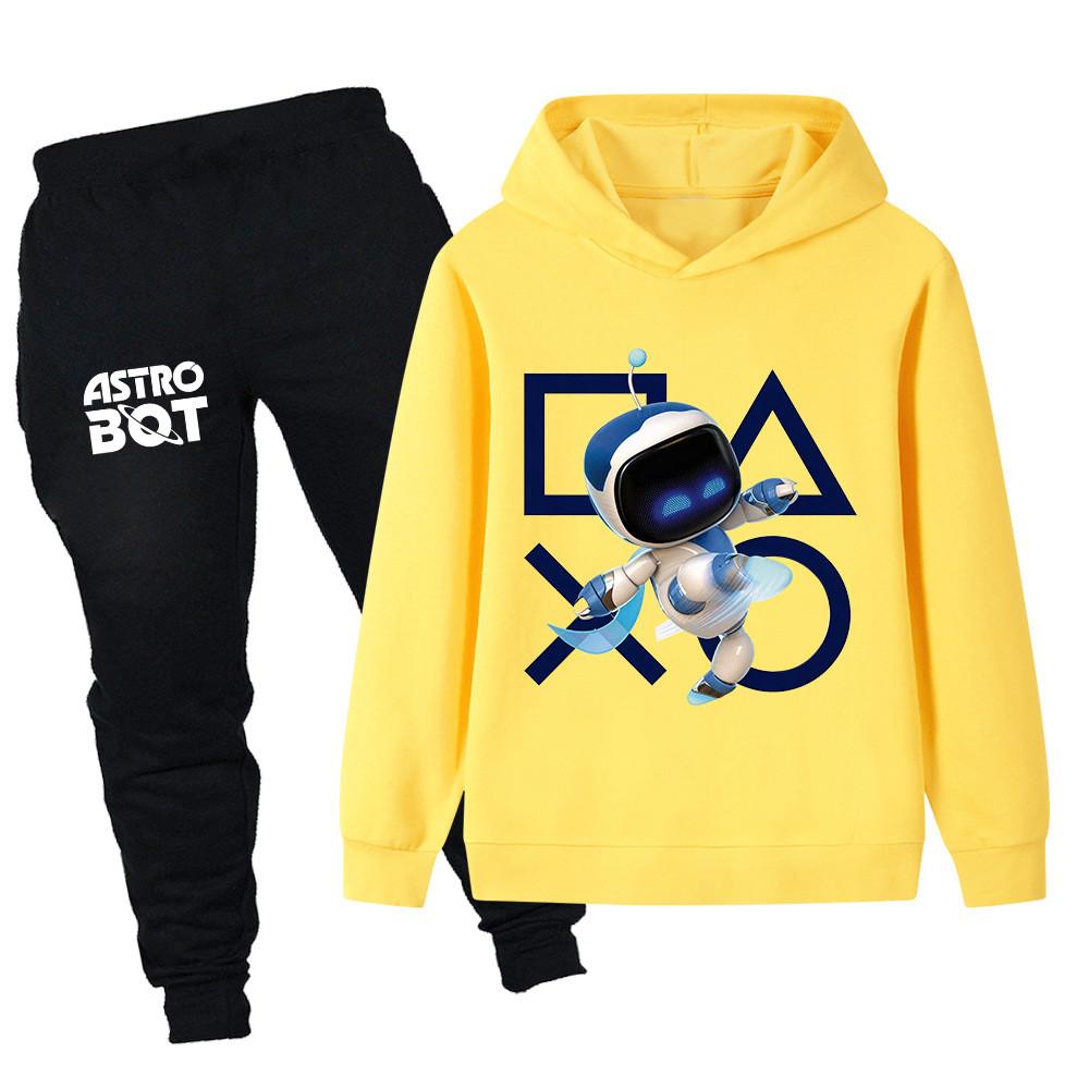 PB1338 2pcs/set Kids Boys Girls Astro Bot Printed Long Sleeves Hoodie Trousers Clothes Sets