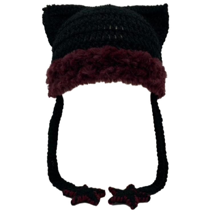 Cartoon Kitten Hat Skiing Photo Props Halloween Thick Hat Adults Kids