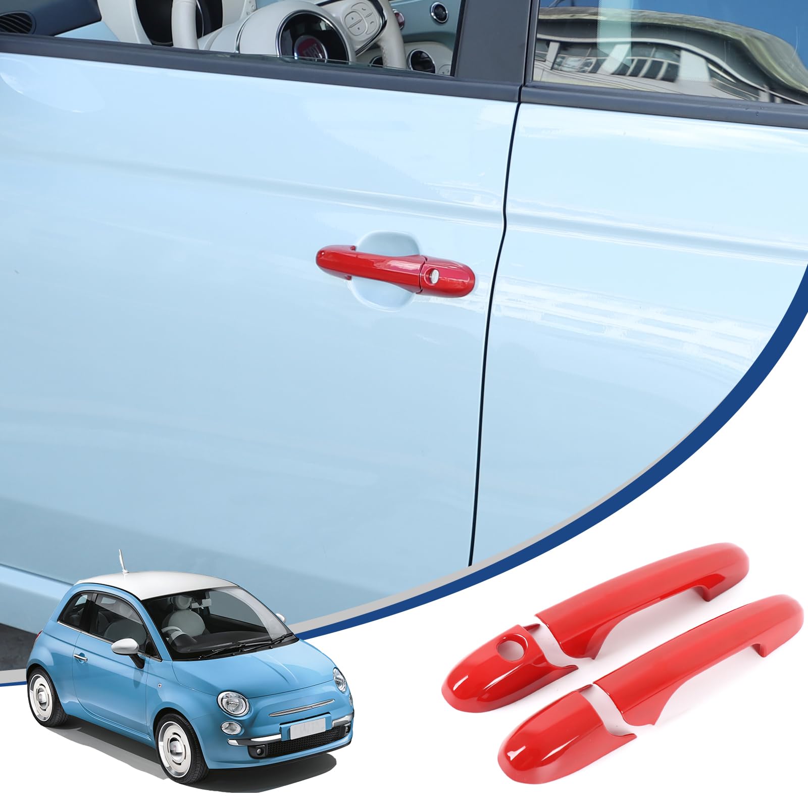 

Hcilloend Door Handle Covers for New Fiat Outer Door Knob Easy Custom Set 500/Abarth 595/695 (2007-2025), Handles, ABS, Adhesive, Installation,