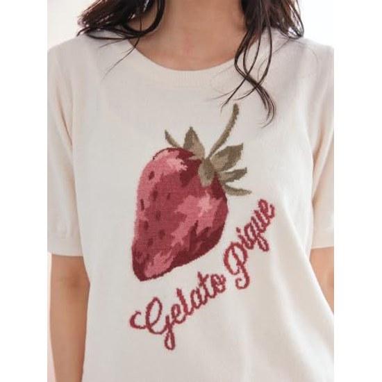 gelato pique Airy Moco Strawberry Jacquard Pullover Shorts Set PWNT264111 Ladies