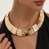 KunJoe Vintage Punk Ampio Torque Punk Collana Metallica Massiccia da Donna Esagerata Geometria Catena Clavicolare Hip Hop Gioielli Accessori