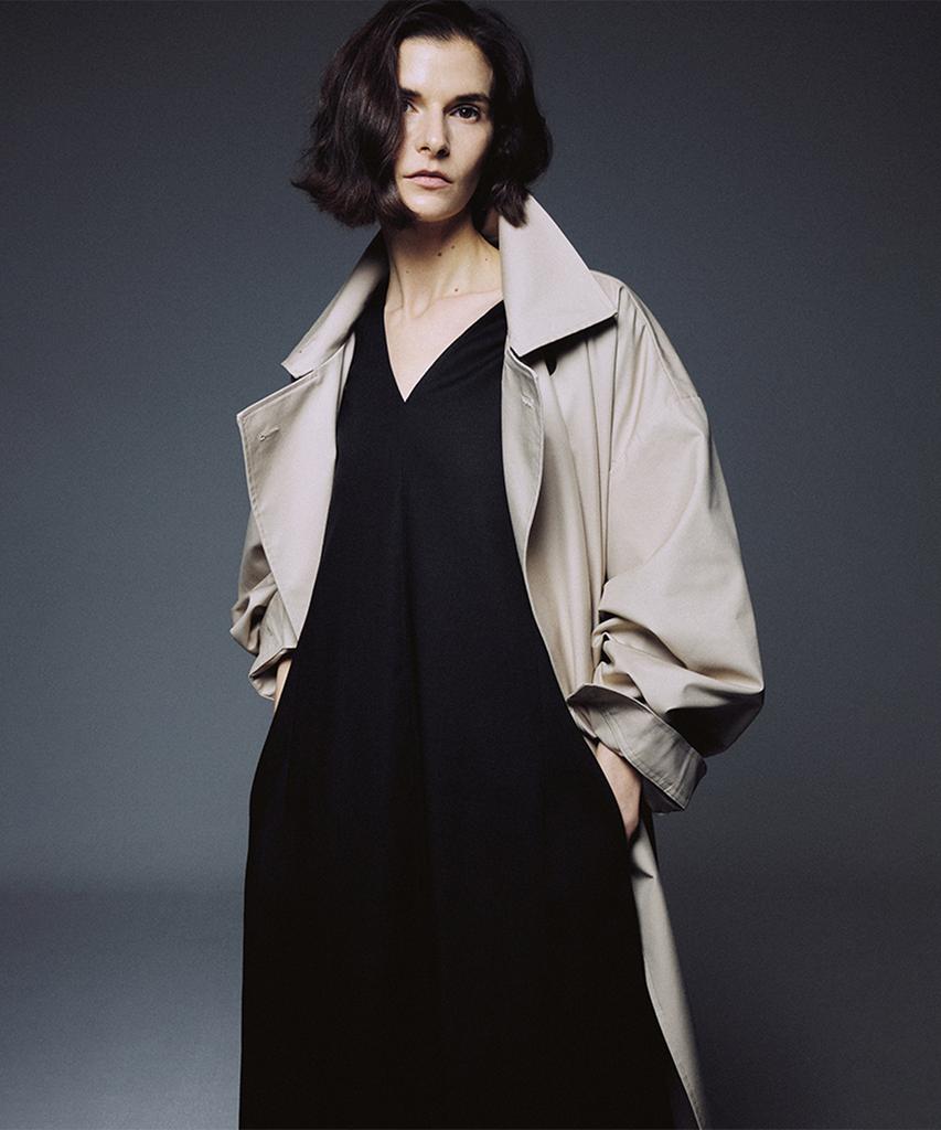 Umamung Back Pleats Linen Dress_Black