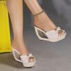 11CM Pearl Transparent Open Toe Platform Thin Heels Wedding Bridal Sandals LFD-1107WG-Q3-1
