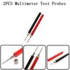 2X Multimeter Spring Test Probe Tip Insulated Test/Hook Wire Connector-128mm